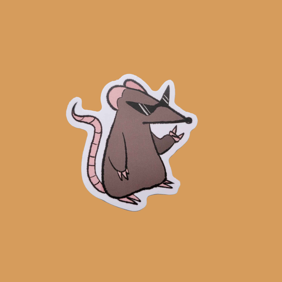 sticker of a rat wearing pointy sunglasses
