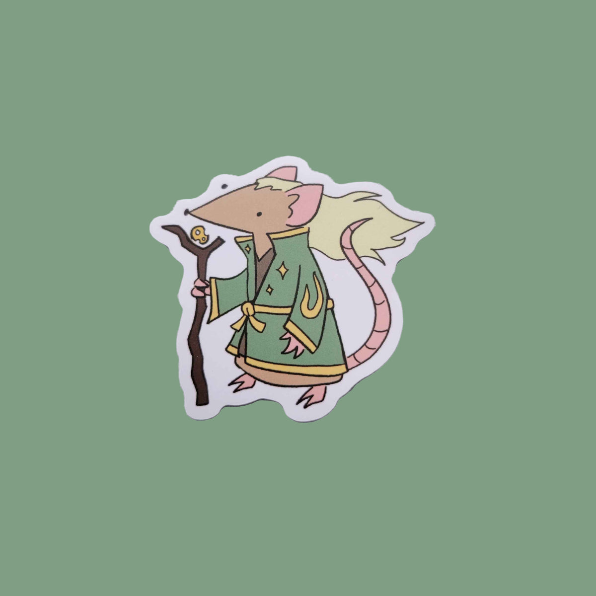 Sticker of a cartoon rat in an elf costume 