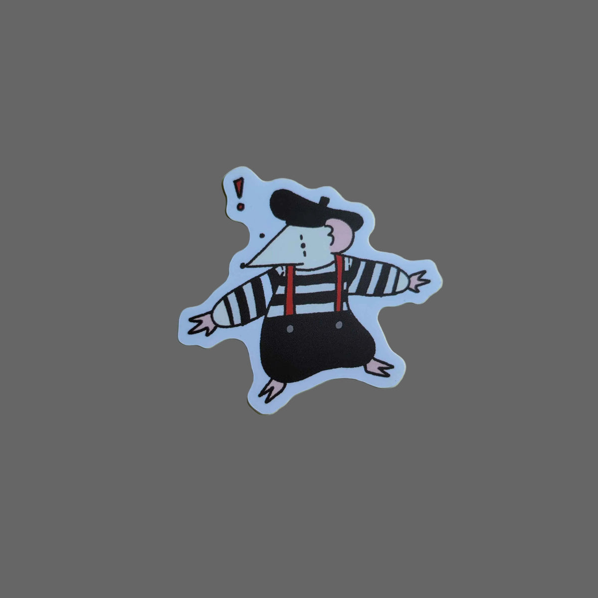 An illustration of a rat dressed up as a mime